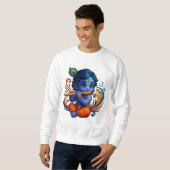 Sweatshirt Bébé Krishna avec Flûte - Vibes de paix | 3D dynam (Devant entier)