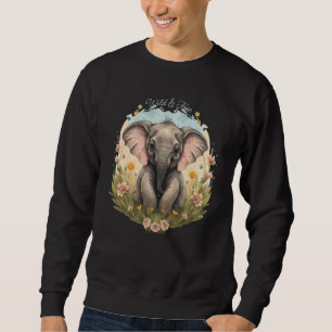 Sweatshirt Bébé mignon Eléphant Calf Fleur sauvage Wanderlust