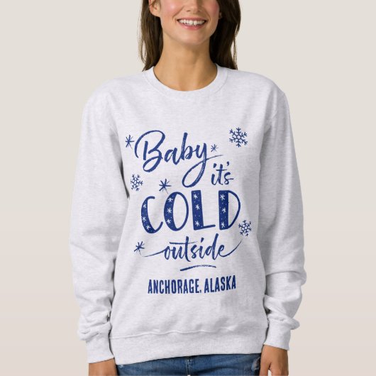 Sweatshirt Bébé Personnalisé Bleu C'est froid dehors vacances (Devant)