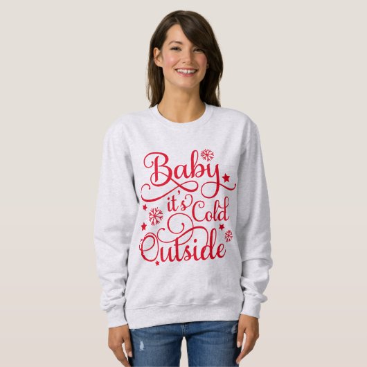 Sweatshirt Bébé son froid dehors Red Script femmes (Devant entier)