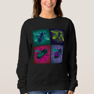 Sweatshirt Bee Insect Pop Illustration Colorful Animal Women 