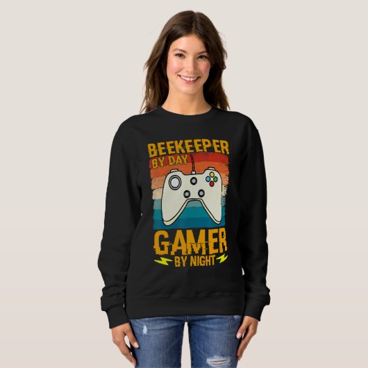 Sweatshirt Beekeeper By Day Gamer By Night Humor Joke Honeyco (Devant entier)