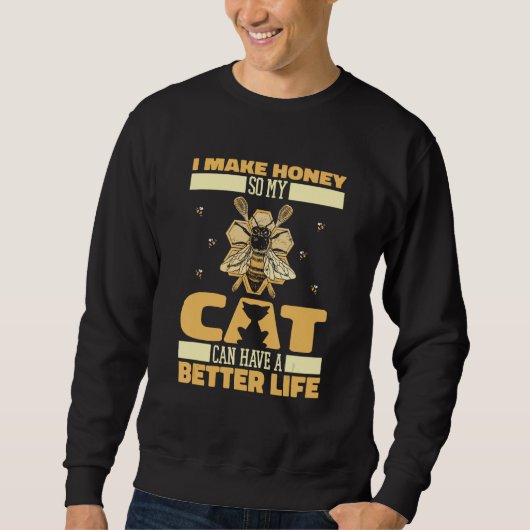 Sweatshirt Beekeeper Cat Bee Honey  Honeycomb Beekeeping (Devant)
