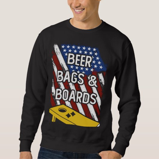 Sweatshirt Beer Bags And Boards American Cornhole Player USA  (Devant)