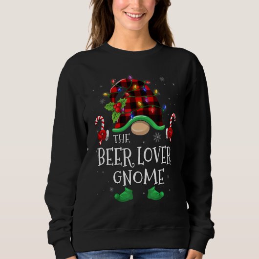 Sweatshirt Beer  Gnome Buffalo Plaid Matching Family Christma (Devant)