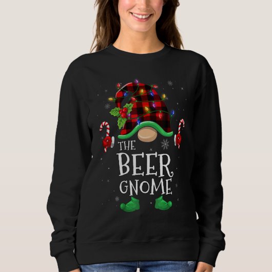 Sweatshirt Beer Gnome Buffalo Plaid Matching Family Christmas (Devant)