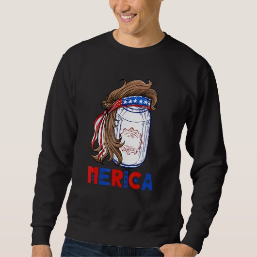 Sweatshirt Beer Mullet Merica Chemises Hommes 4 juillet Améri (Devant)