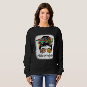 Sweatshirt Behavior Analyst Messy Bun Supporting Autism Aware (Devant entier)