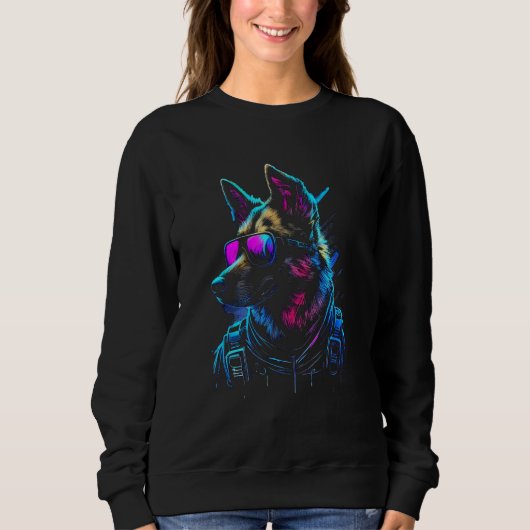Sweatshirt Belgian Malinois Dog owner Vaporwave Notorious DJ (Devant)
