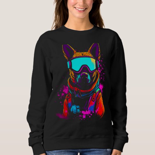 Sweatshirt Belgian Malinois Dog Winter Snowboard (Devant)