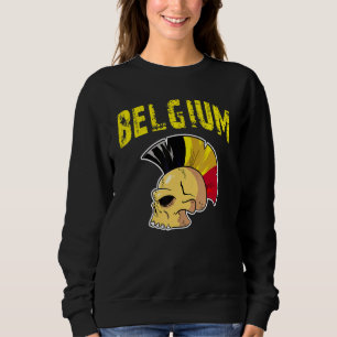 Sweatshirt Belgique Drapeau Mohawk Skull National Team Suppor