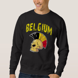Sweatshirt Belgique Drapeau Mohawk Skull National Team Suppor