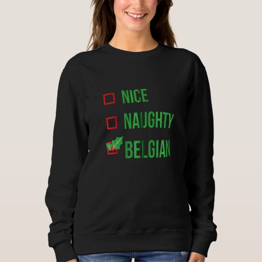 Sweatshirt Belgique Funny Belgique Pyjama Noël (Devant)