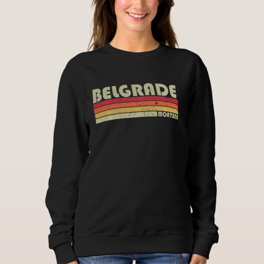Sweatshirt Belgrade Mt Montana Funny City Accueil Racines Rét (Devant)