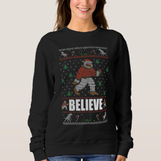 Sweatshirt BELIEVE Big Foot Ugly Christmas Sweater Yeti Meme
