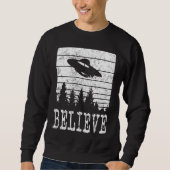 Sweatshirt Believe Distressed Style Extraterrestrial UFO (Devant)