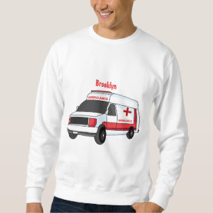 Sweatshirt Belle ambulance rouge caricature van