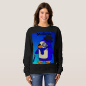 Sweatshirt Belle bande dessinée pingouin bleu foncé (Devant entier)