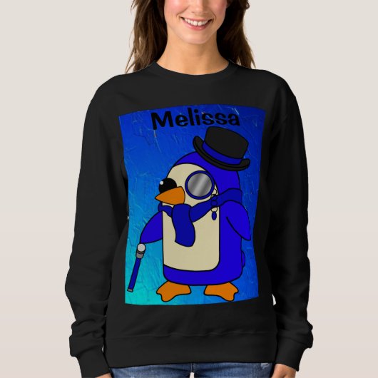 Sweatshirt Belle bande dessinée pingouin bleu foncé (Devant)