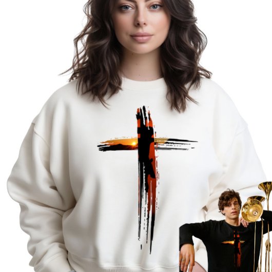 Sweatshirt Belle croix de Noël Artistique Rustique