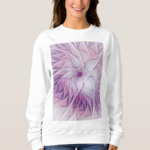 Sweatshirt Belle Fleur Rose Moderne Art Fractal Abstrait