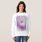 Sweatshirt Belle Fleur rose moderne Fractal Art Abstrait (Devant entier)