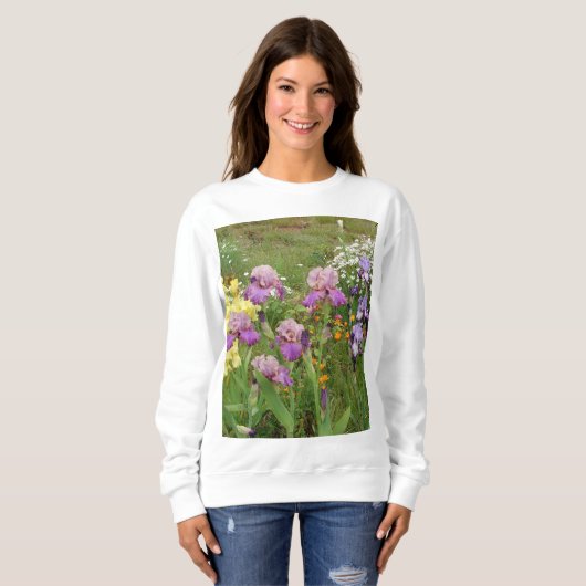 Sweatshirt Belle Iris Fleur violet Fleur Photo (Devant entier)