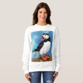 Sweatshirt Belle Peinture d'Oiseaux de Puffin Atlantique Mign (Devant entier)