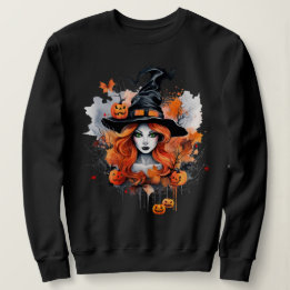 Sweatshirt Belle sorcière verte avec Citrouille