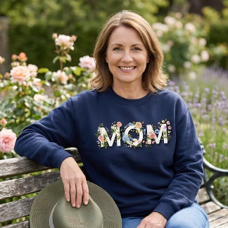Sweatshirt Belle typographie de maman avec des fleurs pour la