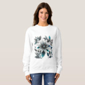 Sweatshirt belles fleurs de glace et feuilles (Devant entier)