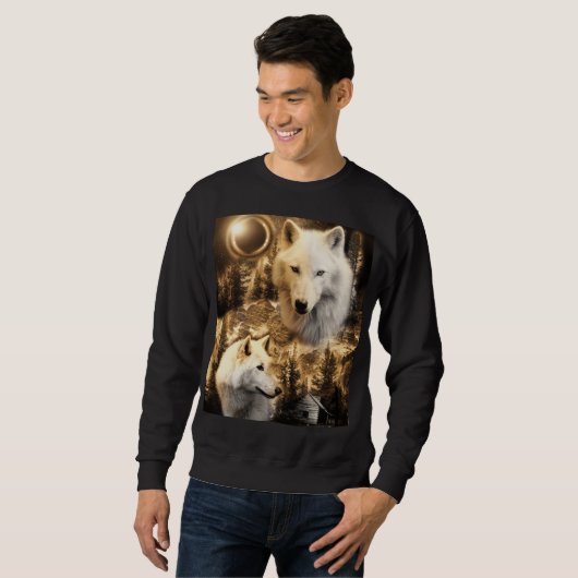 Sweatshirt Belles loups Lune d'hiver Nature (Devant entier)