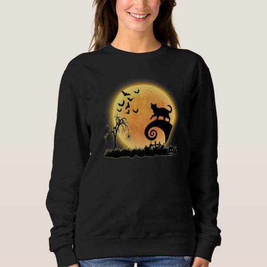 Sweatshirt Bengal Cat Scary And Moon  Kitty Halloween Costume (Devant)