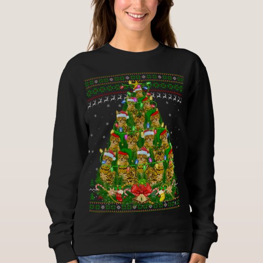 Sweatshirt Bengale Chat Xmas Éclairage Arbre Bengale Chat Ugl (Devant)