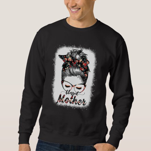 Sweatshirt Béni Mère Messy Bun Femmes Joyeuse Mère de Pâques (Devant)