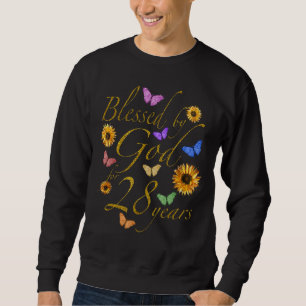 Sweatshirt Béni Par Dieu Pour 28 Ans Papillon Tournesol 28t