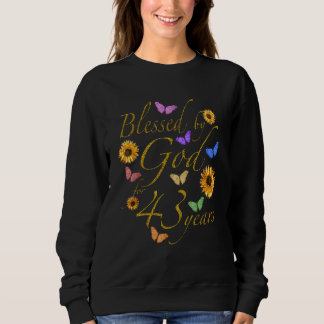 Sweatshirt Béni Par Dieu Pour 43 Ans Papillon Tournesol 43r