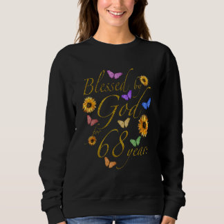 Sweatshirt Béni Par Dieu Pour 68 Ans Papillon Tournesol 68t
