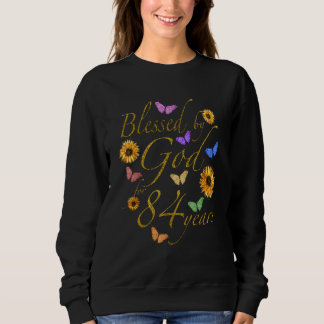 Sweatshirt Béni Par Dieu Pour 84 Ans Papillon Tournesol 84t
