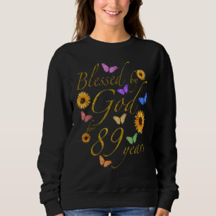Sweatshirt Béni Par Dieu Pour 89 Ans Papillon Tournesol 89t