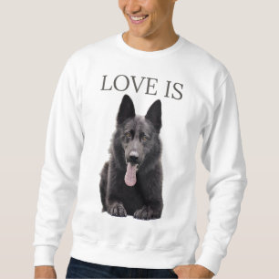 Sweatshirt Berger allemand noir Shepard Chien Maman Papa Aime