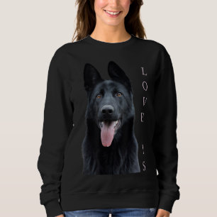 Sweatshirt Berger allemand noir Shepard Chien Maman Papa Aime