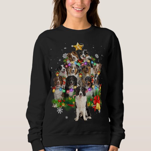 Sweatshirt Berger australien Noël Dog Tree Lumières Paja (Devant)