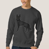 Sweatshirt Berger noir allemand mignon Cartoon Chien d'élevag (Devant)