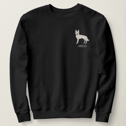Sweatshirt Berger Suisse Blanc GSD avec texte personnalisé (Design devant)