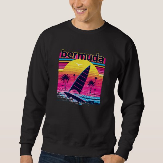 Sweatshirt Bermuda Retro 80s Style Souvenir Beach (Devant)