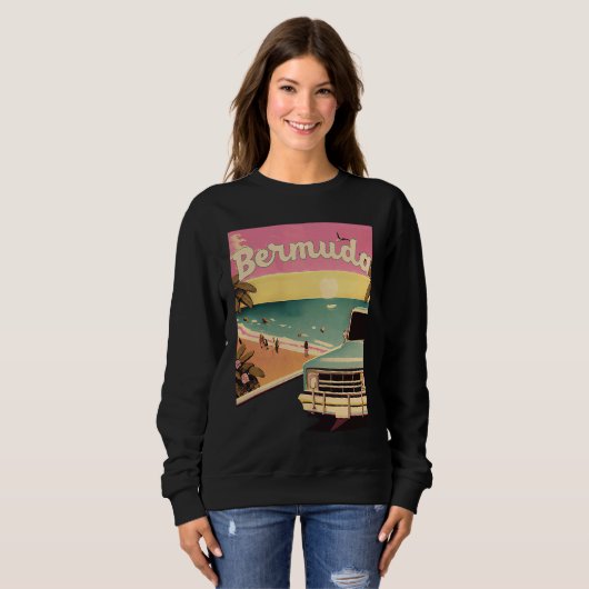 Sweatshirt Bermuda Retro Beach Vacation Graphics Bermuda Surf (Devant entier)