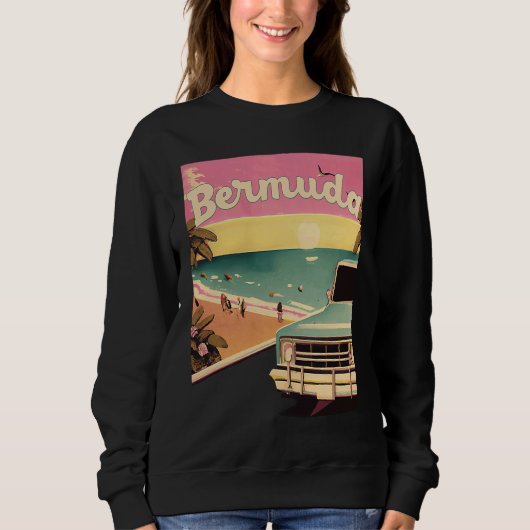 Sweatshirt Bermuda Retro Beach Vacation Graphics Bermuda Surf (Devant)