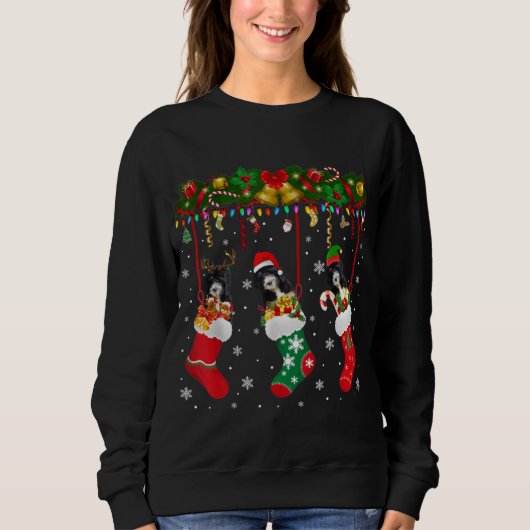 Sweatshirt Bernedoodle Dans Sock Xmas Reindeer Père Noël ELF (Devant)