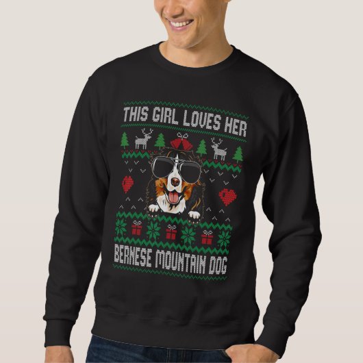 Sweatshirt Bernese Mountain Dog Girl Cool Ugly Christmas for (Devant)